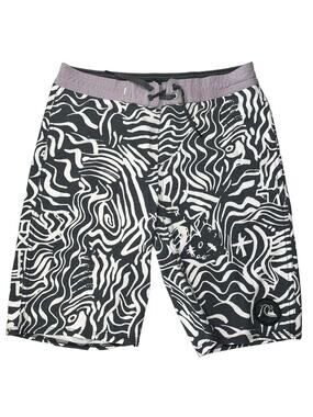 Quiksilver Beach Board Shorts lace up vlecro black white purple size 28